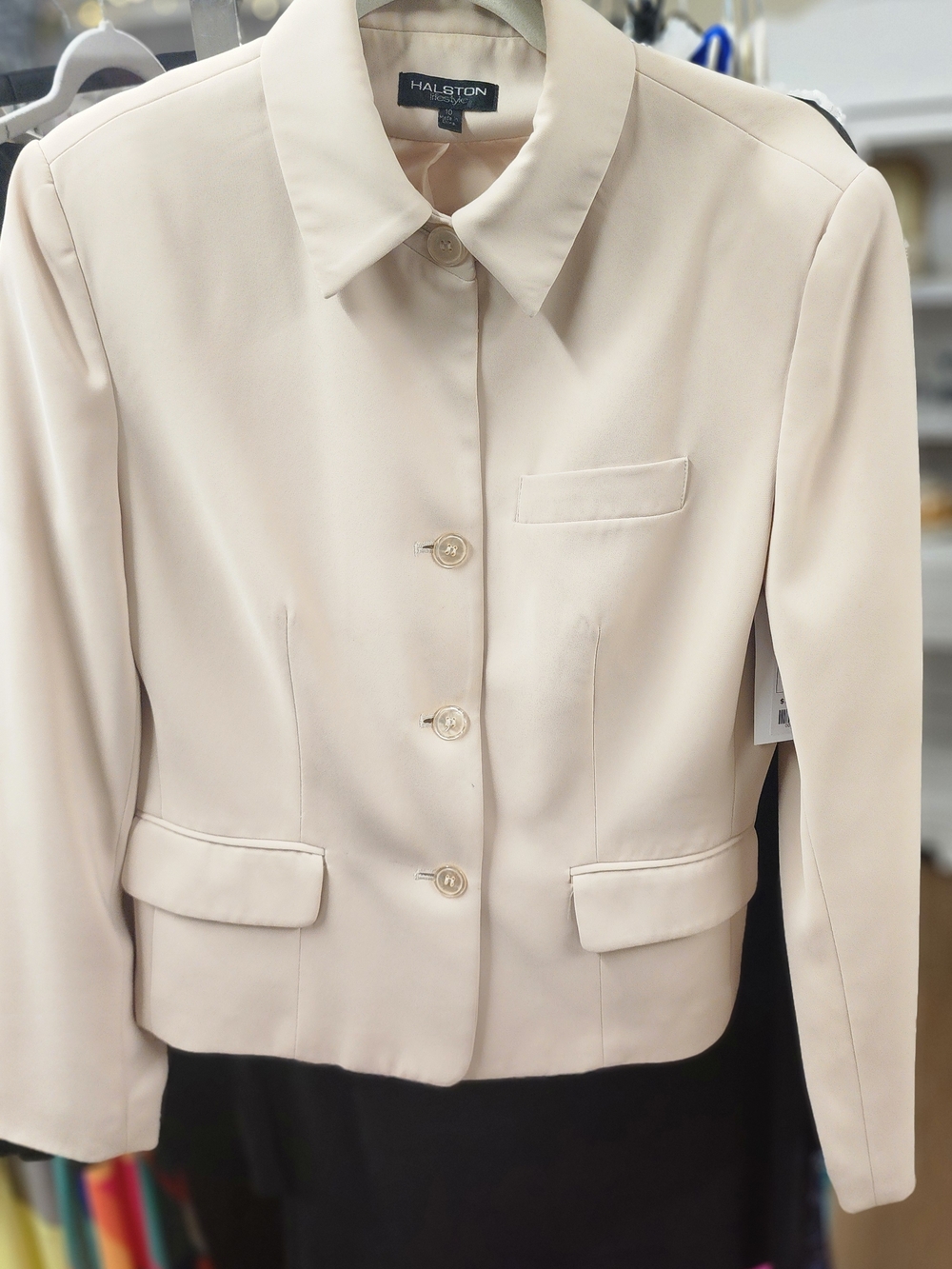 Halston Heritage Cream Single-Breasted Tailored Jacket